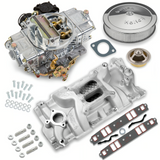 Holley® #VK060054 Street Avenger Carburetor and SBC Intake Manifold Combo (770 CFM - 4150 - Vacuum Secondaries - Shiny - Gasoline)