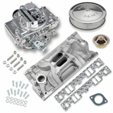 Holley® #VK060032 Street Warrior Carburetor and SBC Vortec Intake Manifold Combo (600 CFM - 4160 - Vacuum Secondaries - Shiny - Gasoline)