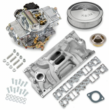 Holley® #VK060052 Classic Carburetor and SBC Intake Intake Manifold Combo (750 CFM - 4160 - Vacuum Secondaries - Shiny - Gasoline)