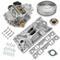 Holley® #VK060052 Classic Carburetor and SBC Intake Intake Manifold Combo (750 CFM - 4160 - Vacuum Secondaries - Shiny - Gasoline)