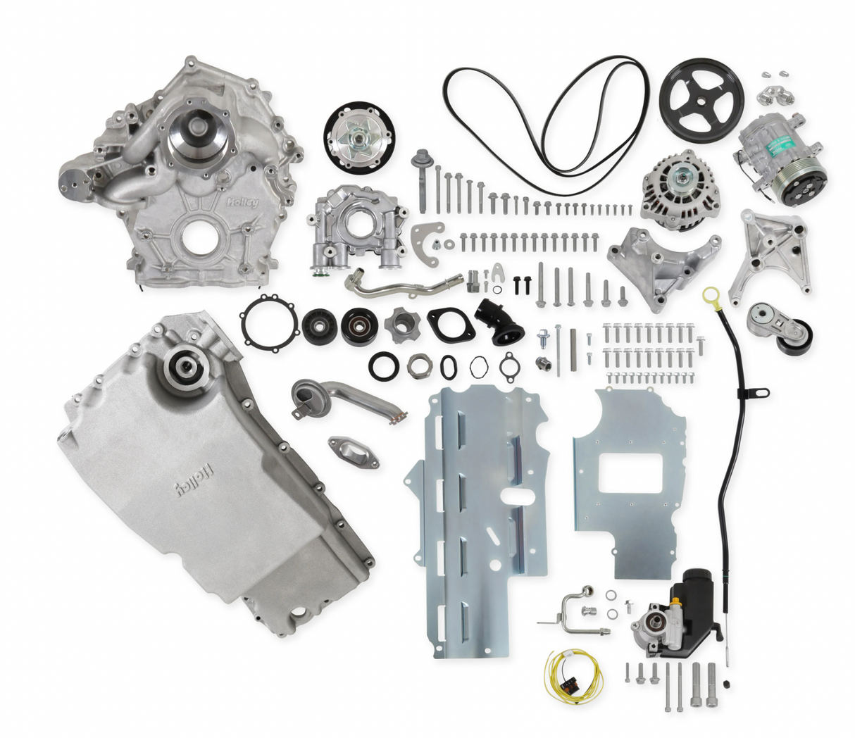 Holley® #20-345 Ford Godzilla 7.3L F100 Swap Natural Finish High-Mount Accessory Drive System