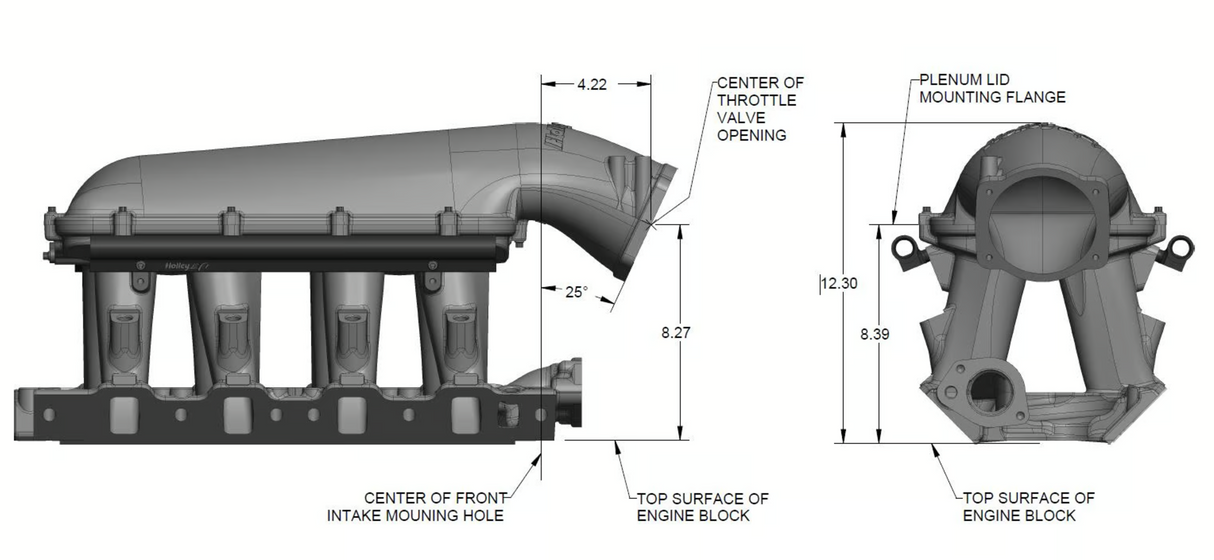 Holley® #300-273 GM 8.2" SBF Ford Hi-Ram Intake Manifold with 105mm LS Throttle Body Flange Top