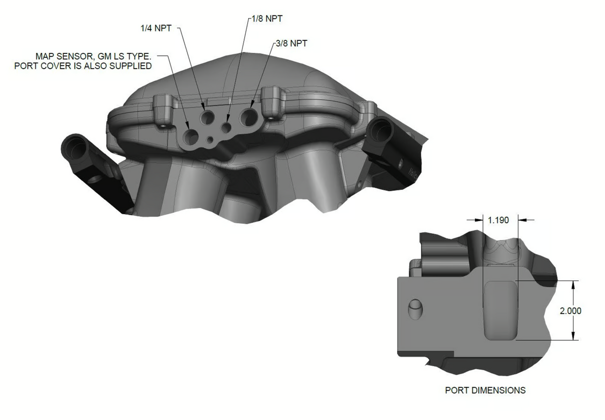 Holley® #300-308BK 8.2" SBF Ford Hi-Ram Intake Manifold with 105mm 1986-95 Ford 5.0 Throttle Body Flange Side Mount Top