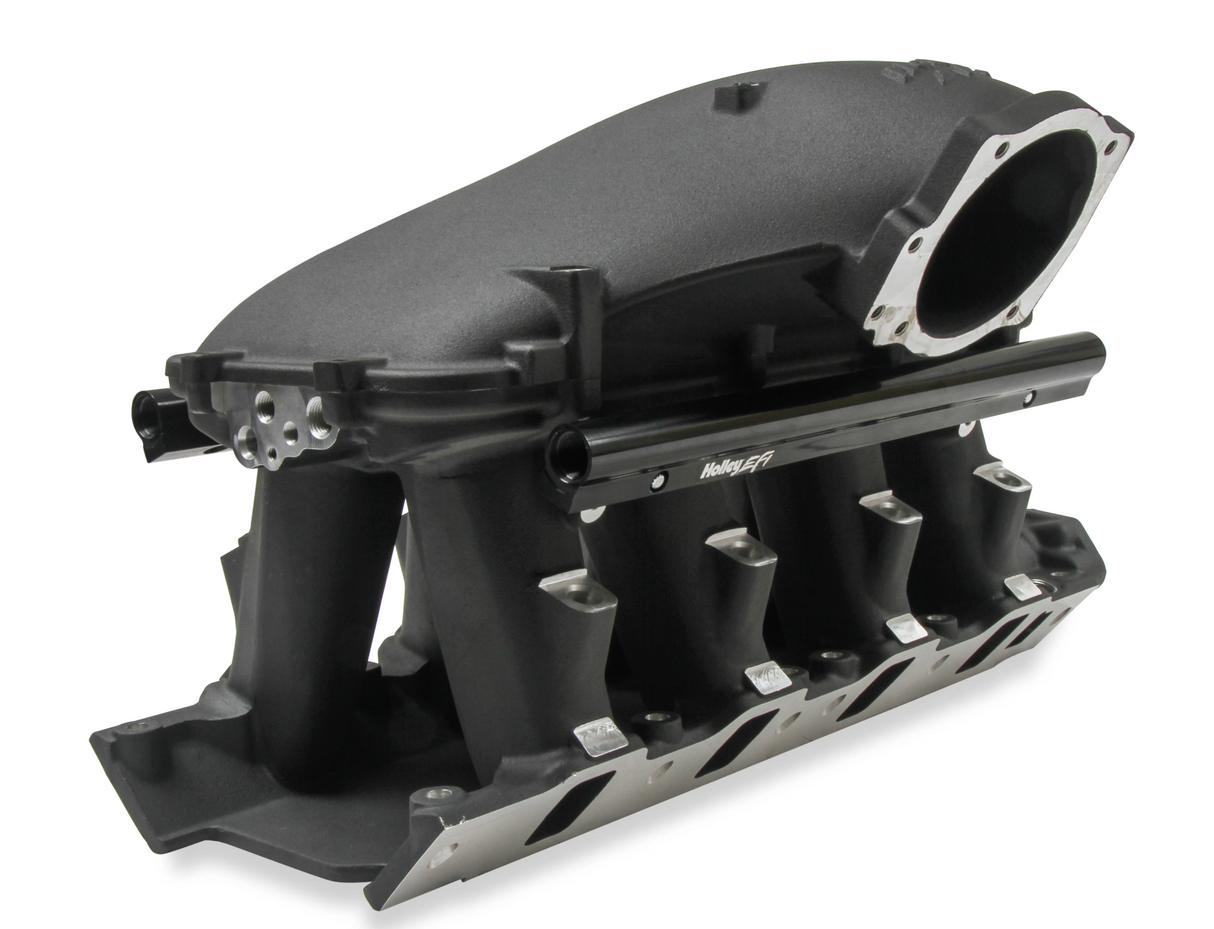 Holley® #300-308BK 8.2" SBF Ford Hi-Ram Intake Manifold with 105mm 1986-95 Ford 5.0 Throttle Body Flange Side Mount Top