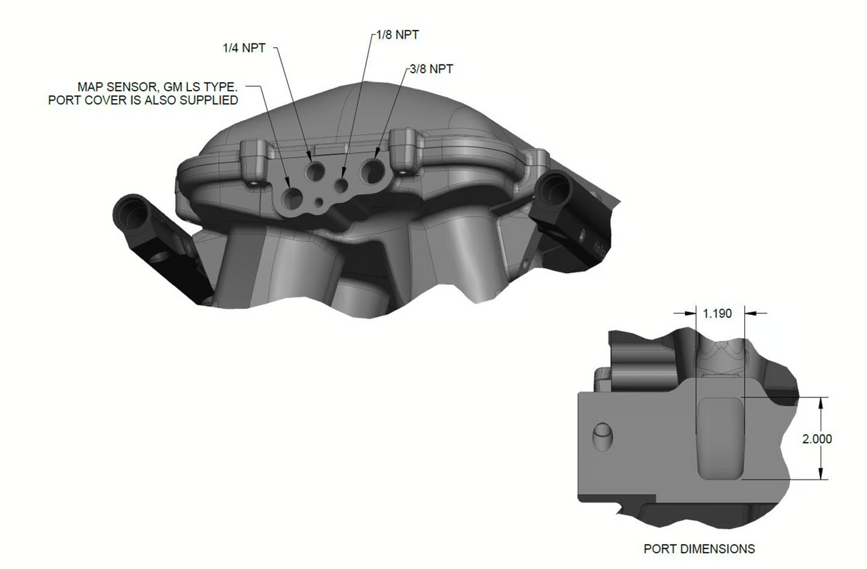 Holley® #300-306 8.2" SBF Ford Hi-Ram Intake Manifold with 95mm 1986-95 Ford 5.0 Throttle Body Flange Side Mount Top