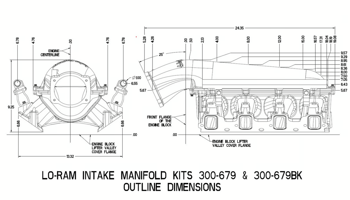 Holley® #300-683BK GM LS3/L92 Lo-Ram  Dual Injector Intake Manifold with Fuel Rails