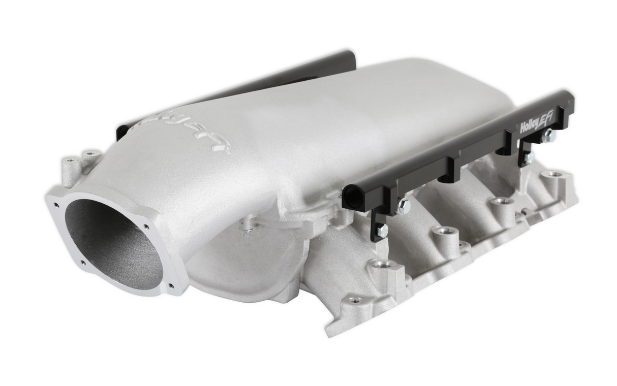 Holley® #300-718 GM GEN V LT1 Lo-Ram Satin Intake Manifold with Port Injection Fuel Rails
