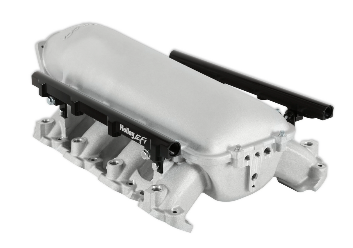 Holley® #300-718 GM GEN V LT1 Lo-Ram Satin Intake Manifold with Port Injection Fuel Rails