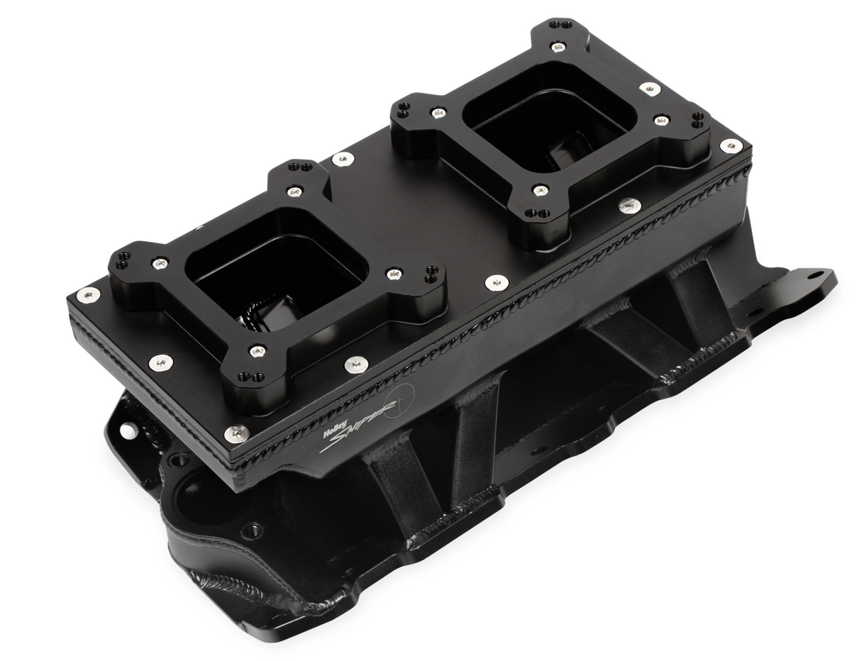Holley® #825124 Small Block Chevy Sniper Sheet Metal Fabricated Intake Manifold (2 x 4150 Flange Plate)