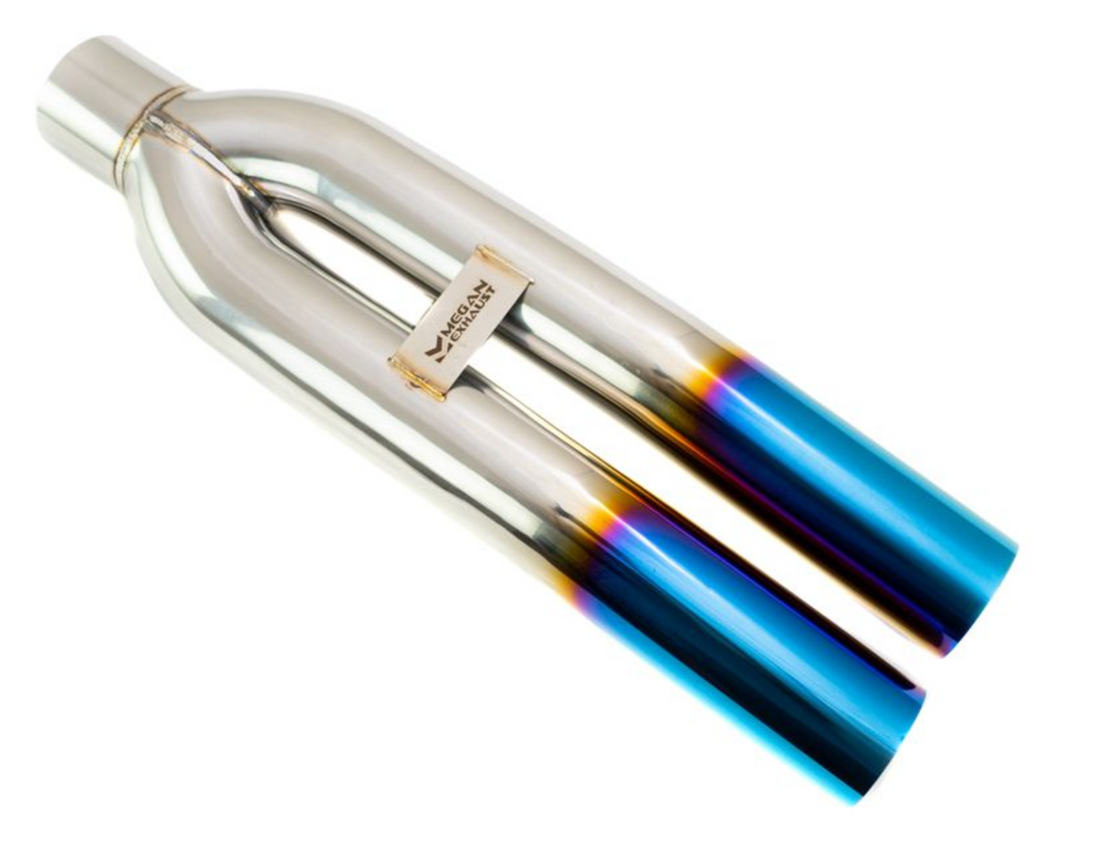 Megan Racing® Universal 3" VIP Exhaust Tip "Blast Pipe" Style (weld-on) - Angled - Blue Tip