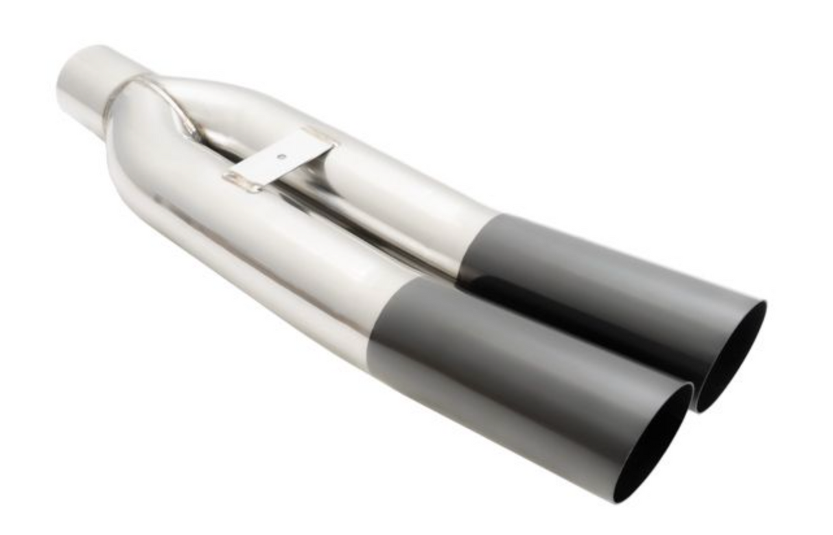 Megan Racing® Universal Dual 3" VIP Exhaust Tip "Blast Pipe" Style (weld-on) - Angled Cut - Black Chrome Tip