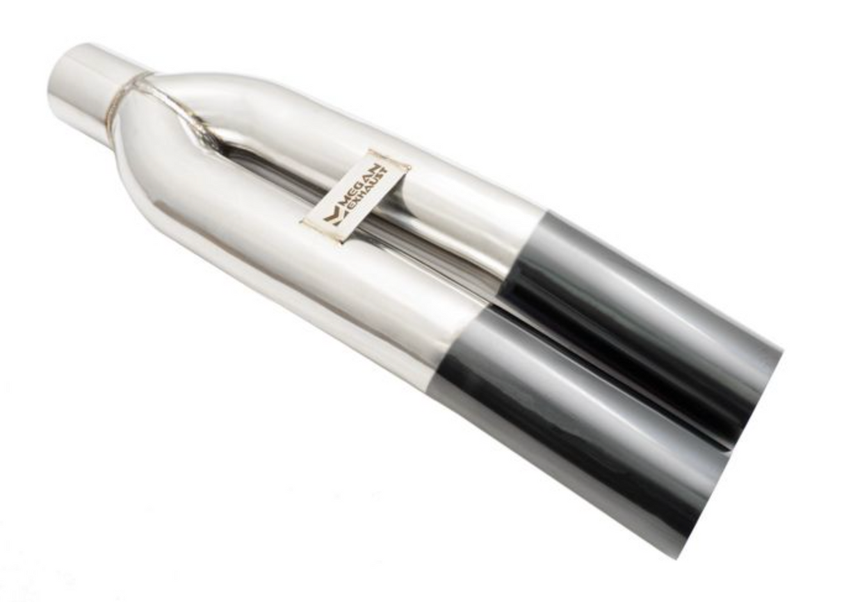 Megan Racing® Universal Dual 3" VIP Exhaust Tip "Blast Pipe" Style (weld-on) - Angled Cut - Black Chrome Tip