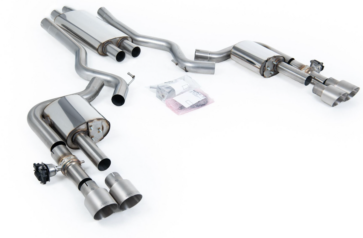 Milltek® Ford Mustang EcoBoost S650 304SS 3" Valved/Resonated Cat-Back Exhaust with Quad 4" OD Tips