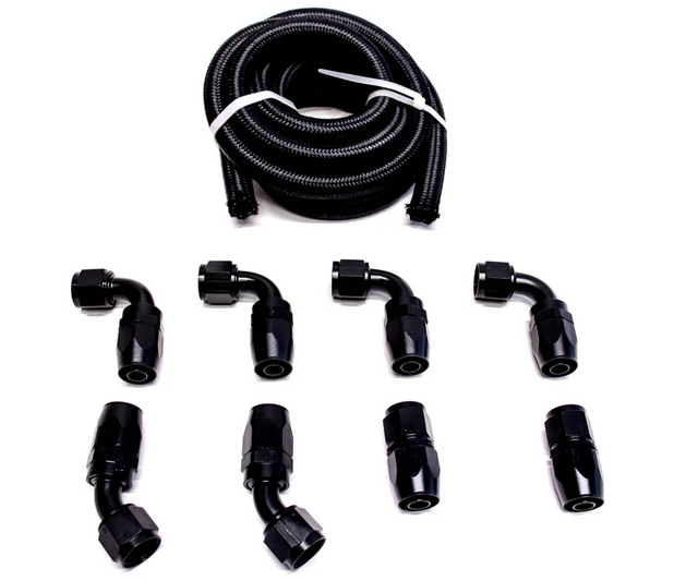 PLM® Universal Catch Can Hose & Fitting Kit -10AN 8 Fittings 10' Hose