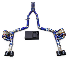 King Racing® (15-23) Dodge Challenger SRT Blue Titanium 3" Valved Cat-Back Exhaust with Quad 4" OD Tips