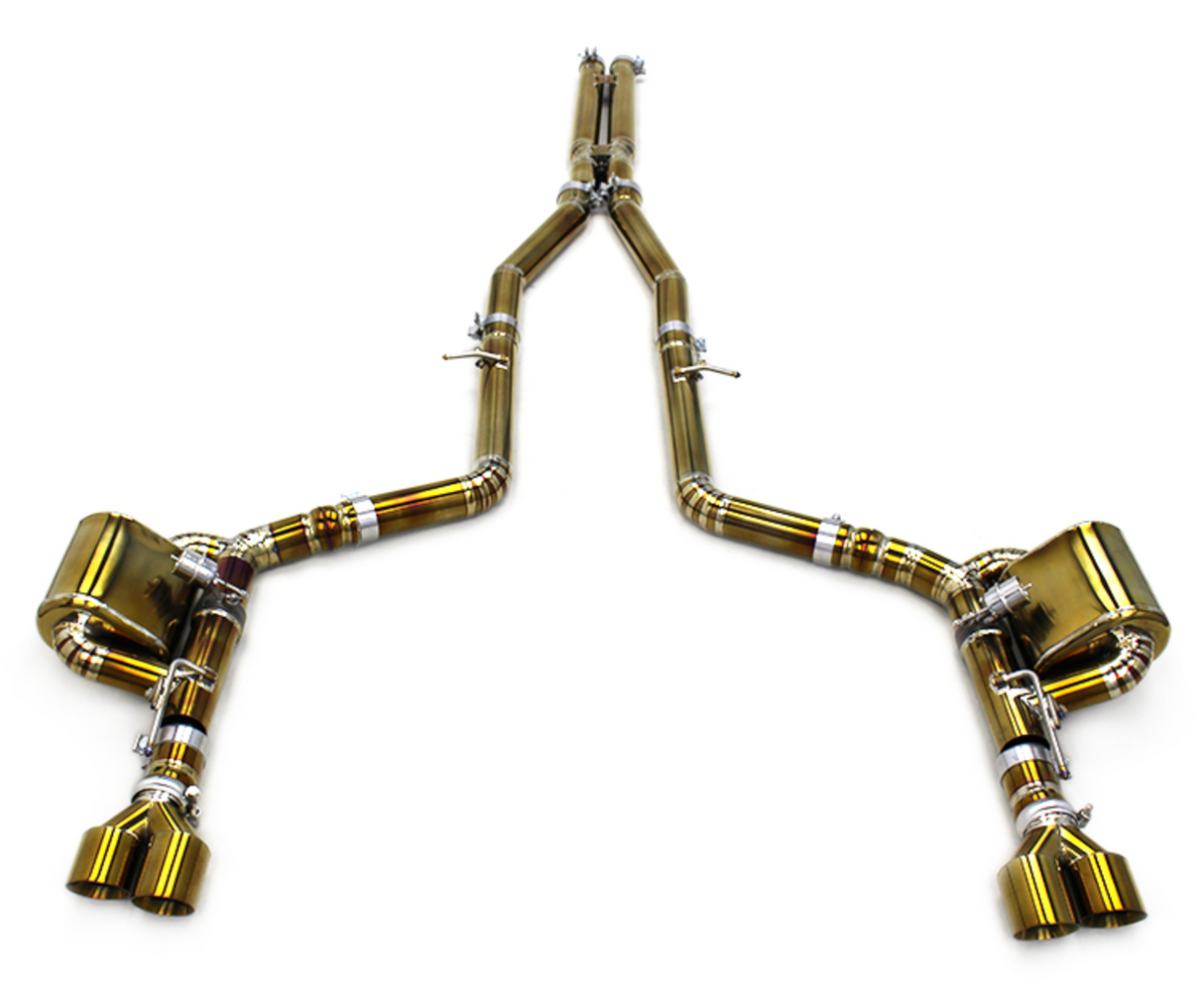 King Racing® (15-23) Dodge Challenger SRT Gold Titanium 3" Valved Cat-Back Exhaust with Quad 4" OD Tips