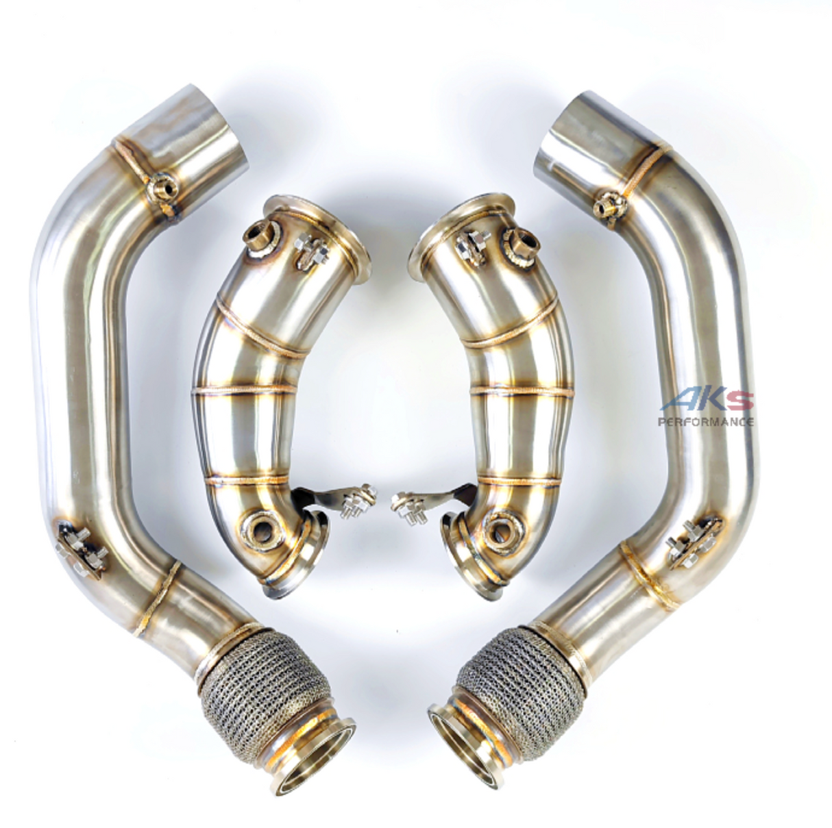 King Racing® (18+) BMW M5/M8 F9x S63B44 304SS 3" Catless Exhaust Downpipe Set