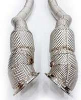 King Racing® (17-24) Ferrari 812 Superfast 304SS 3" Catless Exhaust Down Pipes with Heat Wrap Layer