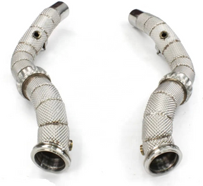 King Racing® (13-23) Maserati Ghibli M157 304SS 3" Catless Exhaust Down Pipes with Heat Wrap Layer