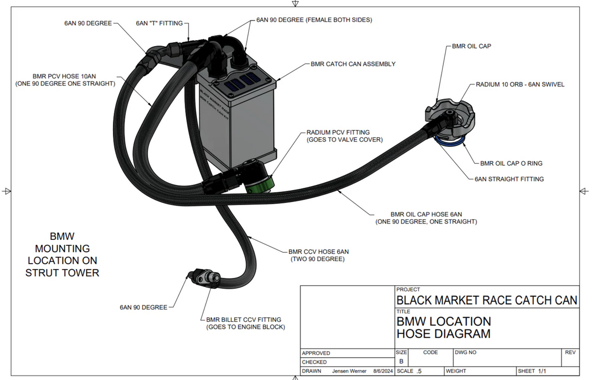 Black Market Race BMW GEN 2 B58B30 Oil Catch Can Kit