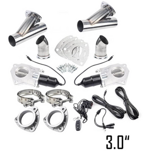 King Racing® 3" Dual Electric Exhaust Cutout Kit with Remote Switch
