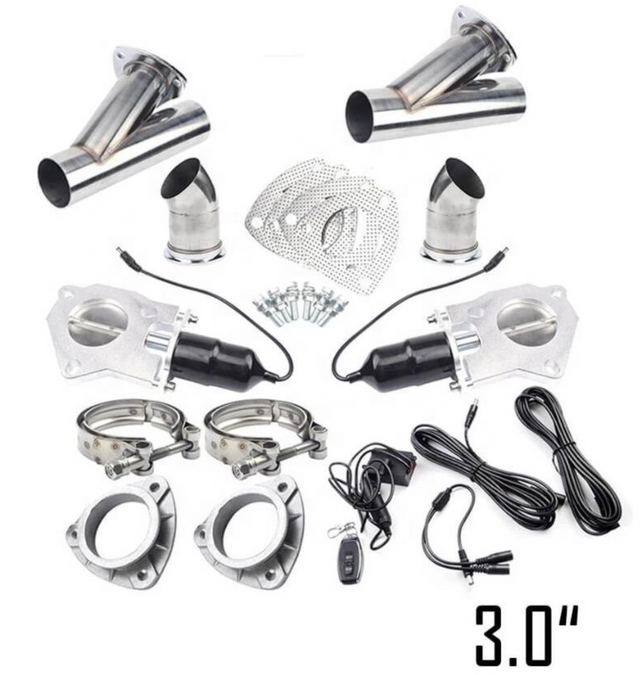 King Racing® 3" Dual Electric Exhaust Cutout Kit with Remote Switch
