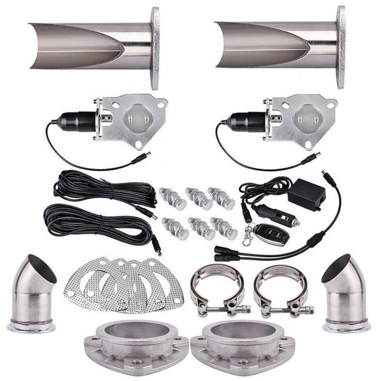 King Racing® Remote Dual E-Cut Pipe Cut Out Valve Electric Exhaust Cutout Kit