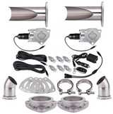 King Racing® Remote Dual E-Cut Pipe Cut Out Valve Electric Exhaust Cutout Kit