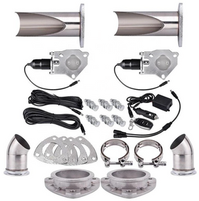 King Racing® Remote Dual E-Cut Pipe Cut Out Valve Electric Exhaust Cutout Kit