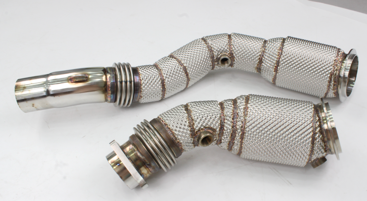 BMW M2/M3/M4 F8x S55B30 Catless Exhaust Down Pipes with Heat Wrap

