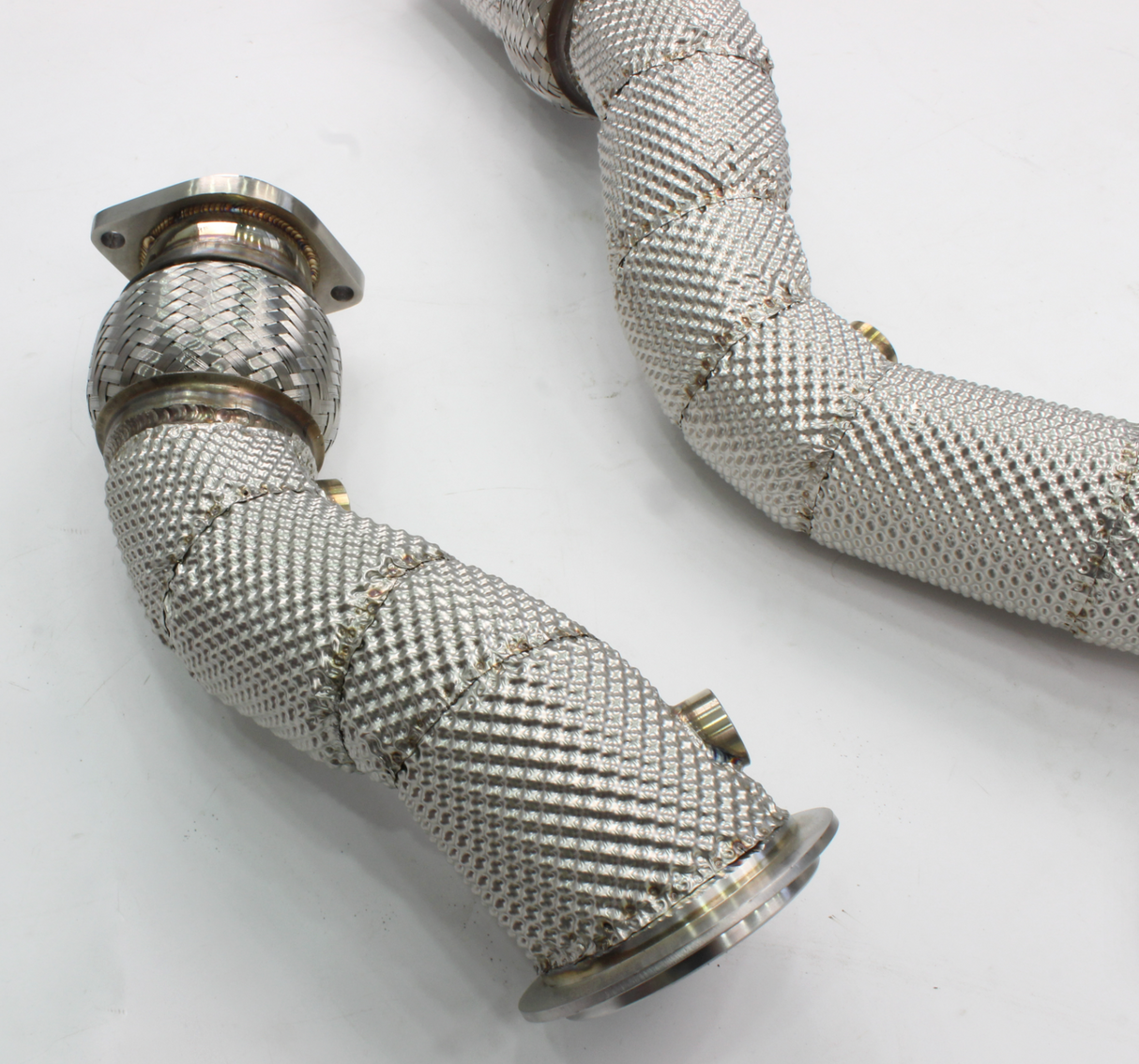 Kingman Speed® BMW M2/M3/M4 F8x S55B30 304SS 3" Catless Exhaust Down Pipes with Heat Wrap