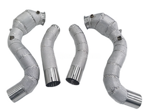 Kingman Speed® (15-21) Mercedes AMG C63 W205 M177 304SS 3" 300 Cell Catted Down Pipes with Heat Wrap Layer