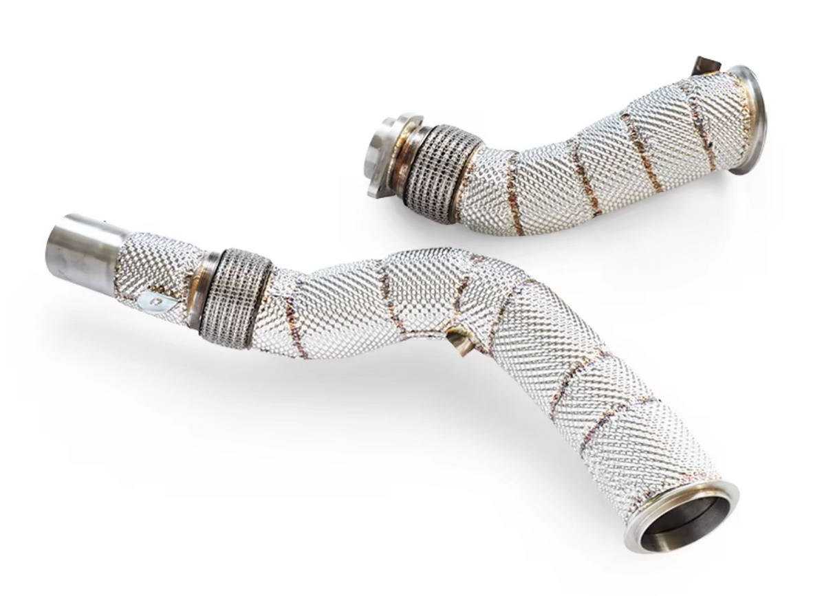 14-20 BMW M2/M3/M4 F8x S55B30 Catless Exhaust Down Pipes with Heat Wra…

