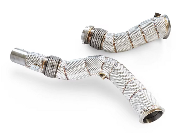 14-20 BMW M2/M3/M4 F8x S55B30 Catless Exhaust Down Pipes with Heat Wra…

