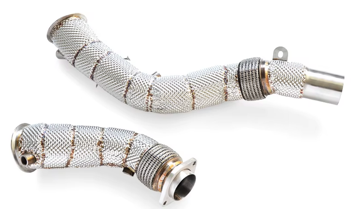 14-20 BMW M2/M3/M4 F8x S55B30 Catless Exhaust Down Pipes with Heat Wra…

