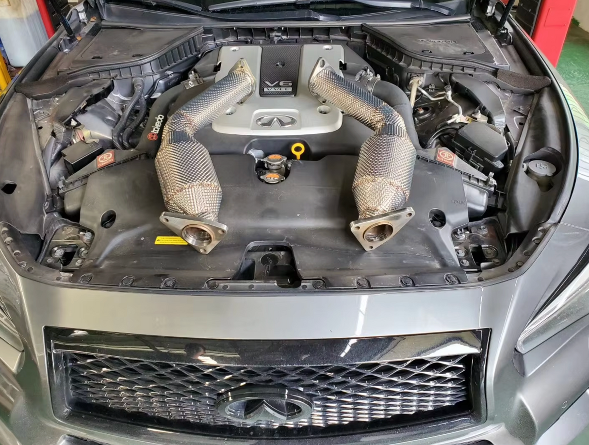Kingman Speed® 370Z/G37/FX37/QX50/QX70 3.7L 304SS 3" Exhaust Down Pipes with Heat Wrap Layer