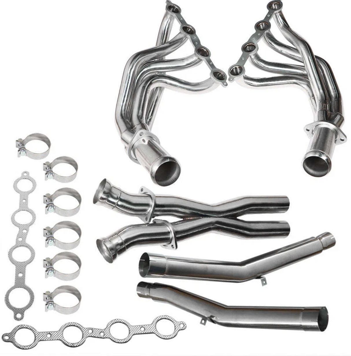 Kingman Speed® (05-13) Corvette C6 6.0L/6.2L LS2/LS3 304SS 1-7/8" Long Tube Exhaust Headers with Catless X-Pipe
