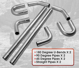Kingman Speed® Universal 304SS 45/95 Degree Mandrel Bent 16 Gauge Exhaust Builder Kit
