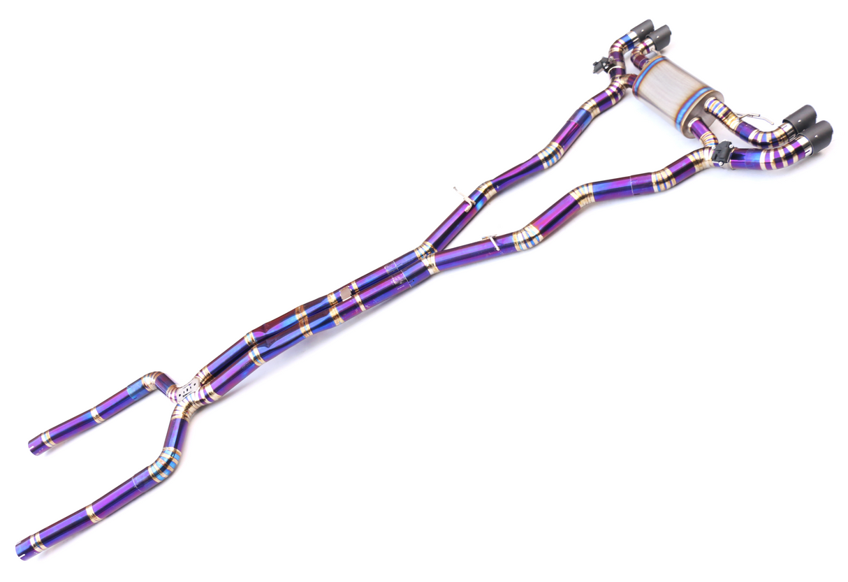 18-23 BMW M5 F90 S63B44 Purple Titanium Cat-Back Exhaust with Quad 4" OD Tips