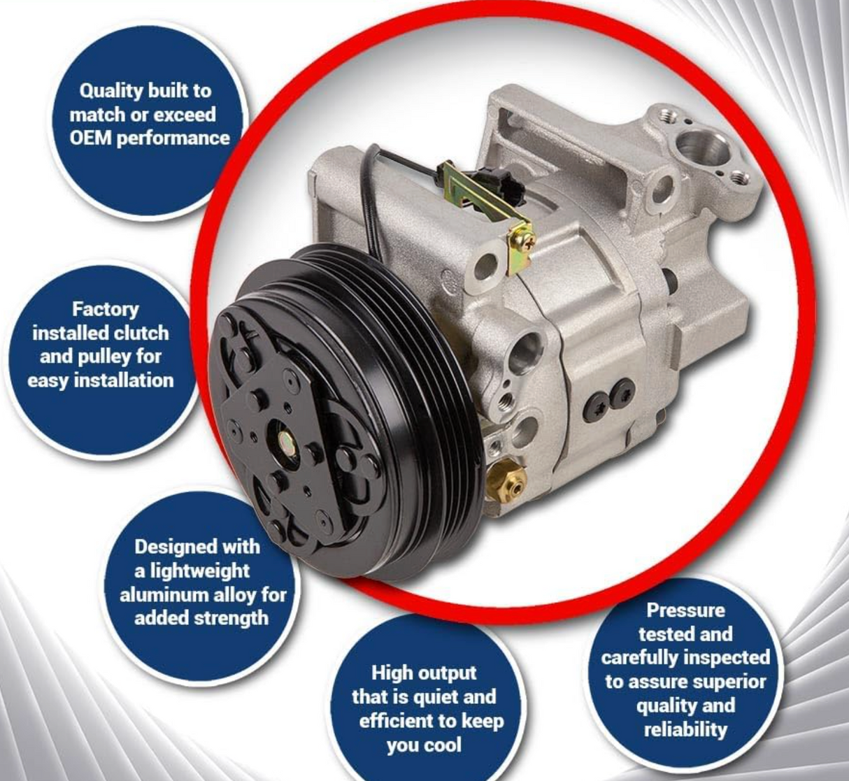 GEN III HEMI 5.7L/6.4L VVT AC Compressor with Clutch (68202994AC)