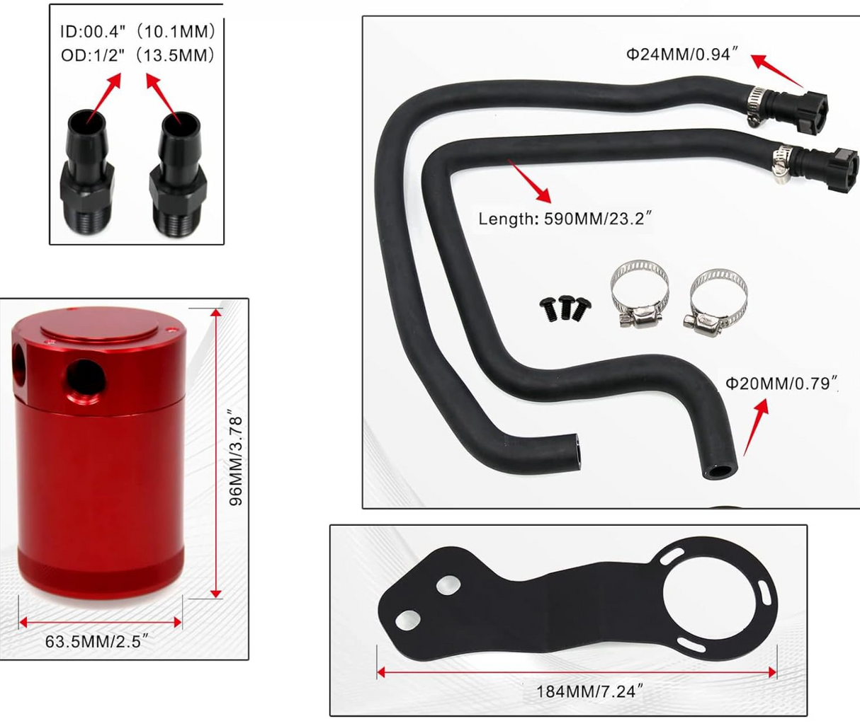 16-24 Chevrolet Camaro 6.2L SS/LT1 2-Port Baffled Oil Catch Can Kit