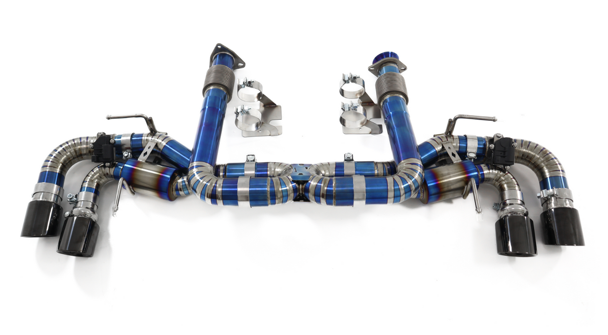 Kingman Speed® (20+) Corvette C8 Stingray Blue Titanium Valved 3" Cat-Back Exhaust with Quad 4" OD Tips
