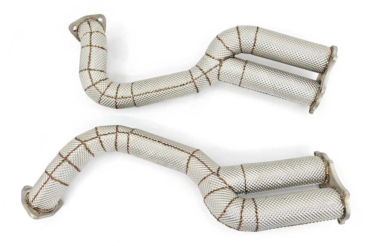 Kingman Speed® (20+) Porsche 718 Cayman/Boxster 4.0L 304SS 3" Catless Down Pipes with Heat Wrap Layer