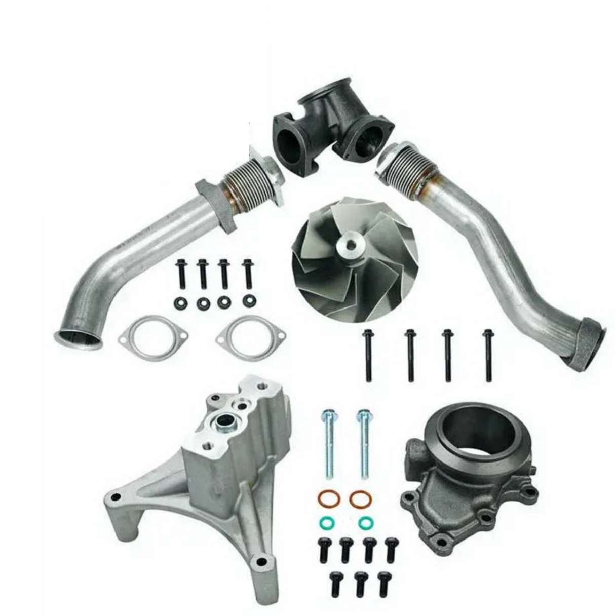99.5-2003 Ford 7.3L Powerstroke Turbo Pedestal EBP Valve 5+5 Wheel & Up Pipes