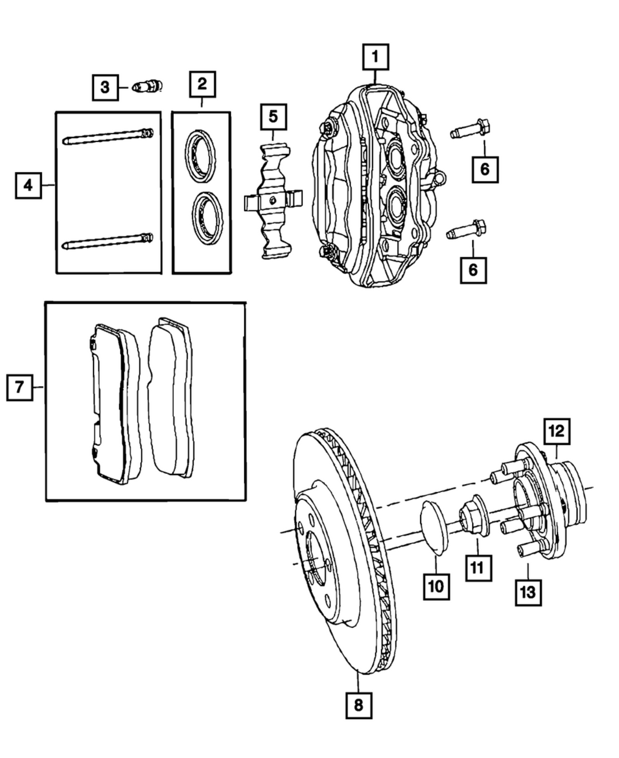 12-20 300/Challenger/Charger V8 Front Brake Pads 4-Piston Calipers