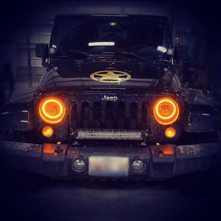 Oracle 07-18 Jeep Wrangler JK Switchback LED Halo Headlights - Amber/White - Switchback