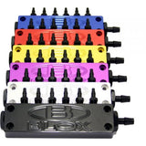 BLOX Racing 6-Port Billet Aluminum Black Universal with Fittings and Plugs