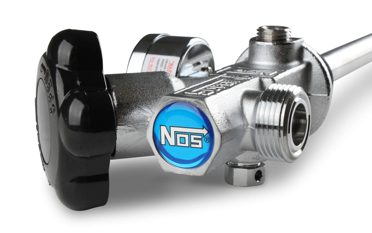 NOS® 10 LB. BOTTLE SUPER HI-FLOW VALVE ASSEMBLY WITH SIPHON TUBE & GAUGE - 10 Second Racing