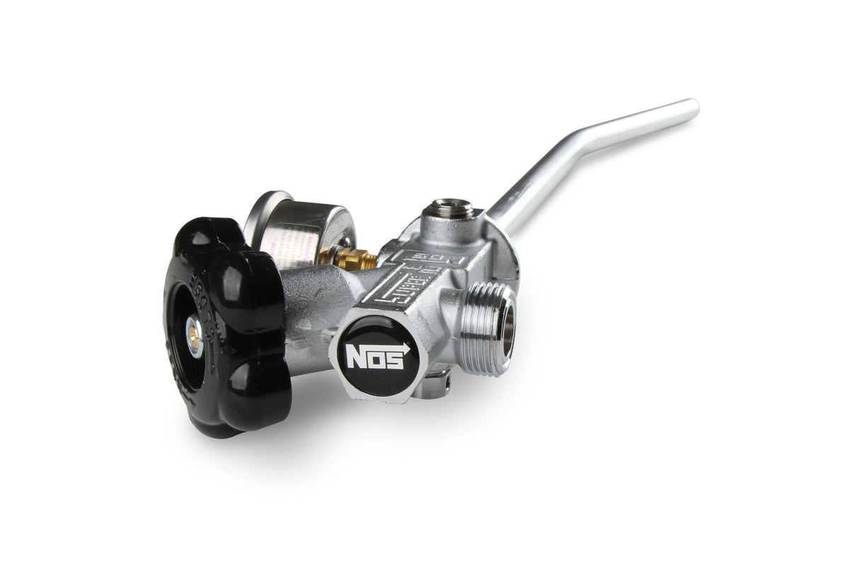 NOS® 10 LB. BOTTLE SUPER HI-FLOW VALVE ASSEMBLY WITH SIPHON TUBE & GAUGE - 10 Second Racing