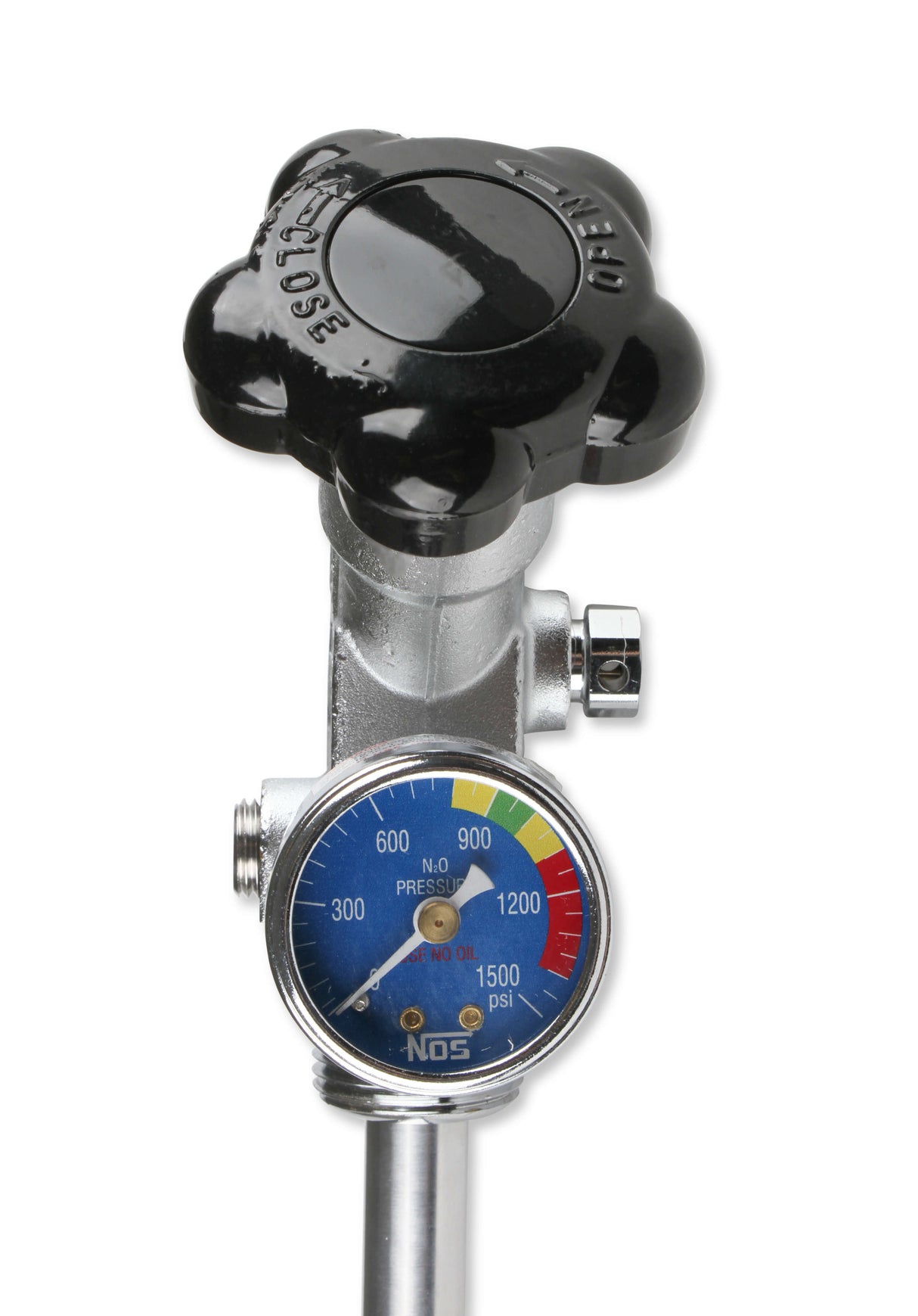 NOS® 5 LB. BOTTLE SUPER HI-FLOW VALVE ASSEMBLY WITH SIPHON TUBE & GAUGE - 10 Second Racing